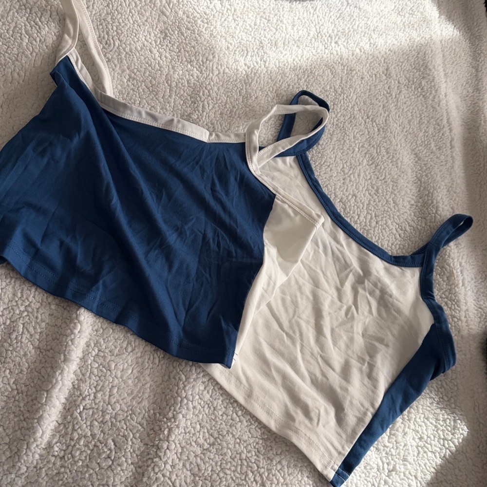 Stylish Blue and White Women's Top